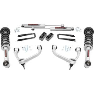 imageRough Country 3quot Suspension Lift Kit with N3 Lifted Struts ampamp N3 Rear Shocks for Ford F150 4WD 20142020  Silver Control Arms