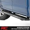 imageRough Country AC2 Running Boards for Ford F150LightningF250F350Raptor 20152025 Crew Cab  BoltOn Aluminum Side Steps with AutoOn AmberWhite LED Lights