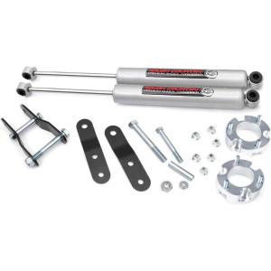 imageRough Country 25quot Suspension Lift Kit with M1 Struts ampamp M1 Rear Shocks for Toyota Tacoma 19962004Strut Spacers  N3 Shocks