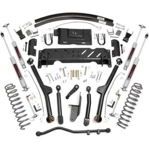 imageRough Country 45quot Lift Kit for 19842001 Jeep Cherokee XJ  2540L  61622N3 Shocks  AddALeaf Springs
