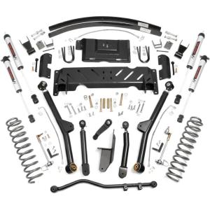 imageRough Country 45quot Lift Kit w V2 Shocks AddALeaf Springs ampamp Adjustable Control Arms for Jeep Cherokee XJ 19842001 25L40L w NP242 Transfer Case