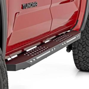 imageRough Country AC2 Running Boards for Toyota Tundra CrewMax 20222025  Aluminum Side Steps with AutoOn AmberWhite LED Lights BoltOn Install
