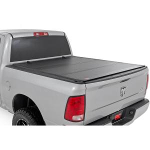 imageRough Country Hard Flip Up Truck Bed Tonneau Cover for Ram 1500 Classic 20092018  Fits 57quot 674quot Bed WeatherResistant TriFold Aluminum Panels