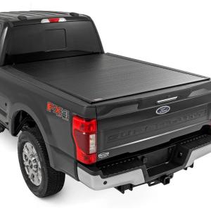 imageRough Country Hard FlipUp Truck Bed Tonneau Cover for Ford F250 ampamp F350 Super Duty 20172025  Aluminum TriFold Bed Cover Fits 610quot 819quot BedHard RollUp