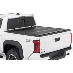 imageRough Country Hard LowProfile TriFold Tonneau Cover for Toyota Tacoma Truck 20242025  LowProfile Aluminum Truck Bed Cover Fits 5 Bed 603quot wUtility Rail System