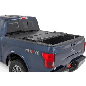 imageRough Country Hard TriFold Tonneau Cover for Ford F150 20152020  LowProfile Aluminum Truck Bed Cover Fits 57 Bed 671quot
