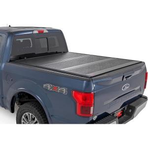 imageRough Country Hard TriFold Tonneau Cover for Ford F150 20212025 ampamp F150 Lightning 20222025  LowProfile Aluminum Truck Bed Cover Fits 57 Bed 671quot