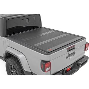 imageRough Country Hard TriFold Truck Bed Cover Flip Up Truck Tonneau Covers for Jeep Gladiator JT 20202024  5ft Jeep Gladiator Bed Cover Tonneau Cover  49620500Hard TriFold