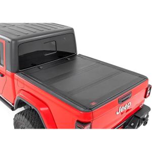 imageRough Country Hard TriFold Truck Bed Cover Flip Up Truck Tonneau Covers for Jeep Gladiator JT 20202024  5ft Jeep Gladiator Bed Cover Tonneau Cover  49620500Hard FlipUp