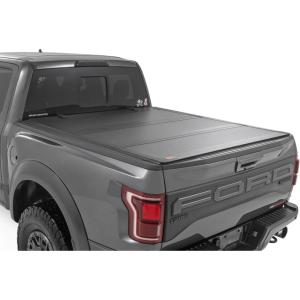 imageRough Country Hard TriFold Truck Bed Tonneau Cover for Ford F150 202125 Lightning 202224  Aluminum FlipUp Folding Bed Cover Fits 57quot 667quot Bed