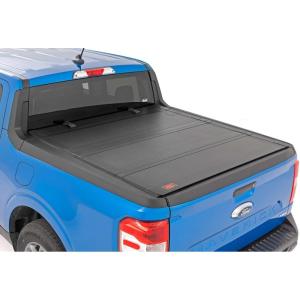 imageRough Country Hard TriFold Truck Bed Tonneau Cover for Ford Maverick 20222025  Aluminum FlipUp Folding Bed Cover Fits 46 544quot Bed