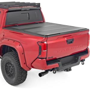 imageRough Country Hard TriFold Truck Bed Tonneau Cover for Toyota Tacoma 20242025  Aluminum FlipUp Folding Bed Cover Fits 6 737quot Bed5 Bed