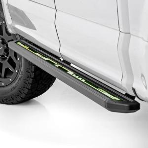 imageRough Country MultiColor LED Running Boards for Ford F150Lightning F250F350 Raptor Crew Cab 20152025  Bluetooth App Control Aluminum Steps with RGB Lights ampamp Dynamic Effects