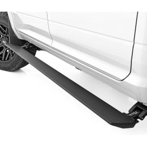 imageRough Country Power Running Boards with LED Step Lights for Ram 25003500 Quad Cab 20102025  Retractable Electric Side Steps NonSlip Aluminum Design