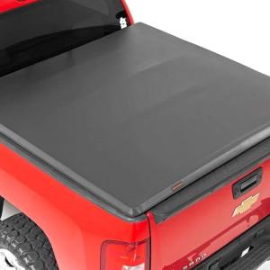 imageRough Country Soft TriFold Tonneau Cover for Chevy Silverado ampamp GMC Sierra 15002500HD3500HD 20072013  FlushMount Vinyl Truck Bed Cover Fits 67 Bed