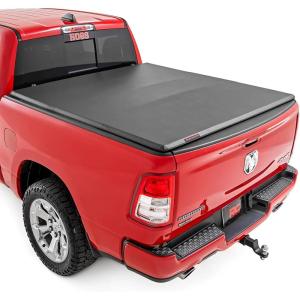 imageRough Country Soft TriFold Tonneau Cover for Dodge Ram 1500 20192025 1500 TRX 20212025  WeatherResistant Truck Bed Cover Fits 57 674quot Bed