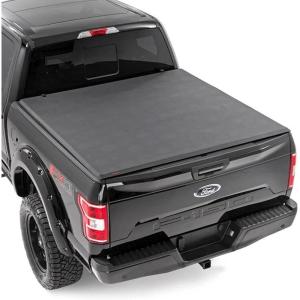 imageRough Country Soft TriFold Tonneau Cover for Ford F150 20152020  FlushMount Vinyl Truck Bed Cover Fits 67 Bed