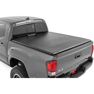 imageRough Country Soft TriFold Tonneau Cover for Toyota Tundra 20072025  Fits 67quot Bed 776quot Weatherproof Truck Bed Cover LowProfile Design5 Bed