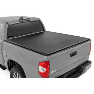 imageRough Country Soft TriFold Tonneau Cover for Toyota Tundra 20072025  Fits 67quot Bed 776quot Weatherproof Truck Bed Cover LowProfile Design57 Bed