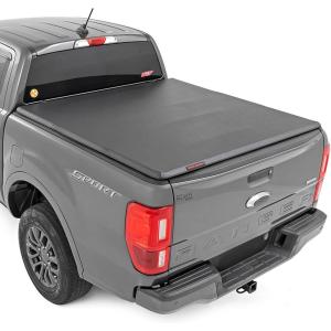 imageRough Country Soft TriFold Truck Bed Tonneau Cover for Ford Ranger 20192023  Fits 5 610quot Bed WeatherResistant Ranger Bed Cover