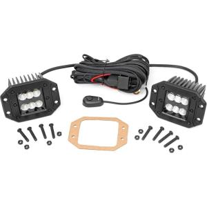 imageRough Country 2quot Black Series Flush Mount Cree LED Lights  Pair  70113BL