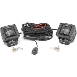 imageRough Country 2quot Square SAE LED Fog Lights  2400 Lumens  Pair  70907