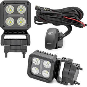 imageRough Country 2quot Square Swivel Mount LED Light Pods with Amber DRL  Flood Beam 360 Adjustable OffRoad Cube Lights 40W 3600 Lumens Cree LEDs IP67 Waterproof