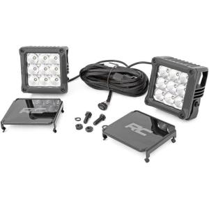imageRough Country 4quot Chrome Series Square LED Cube Lights  White DRL  70905DRL  Black