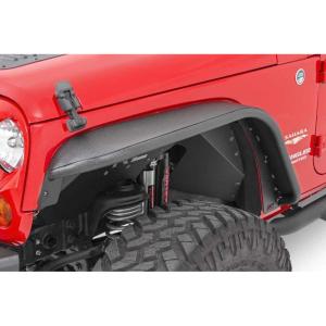 imageRough Country 8quot Front Flat Fender Flares for Jeep Wrangler JK 20072018  Tubular Steel Black Set of 2
