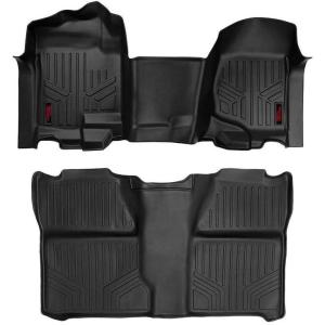 imageRough Country All Weather Floor Mats Set for ChevyGMC 15002500HD CrewCab 20072013  Custom Fit Rubber Floor Mats Rubber Truck Mats Durable Waterproof Truck Floor Mats