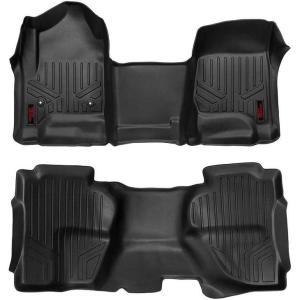 imageRough Country All Weather Floor Mats Set for ChevyGMC 15002500HD DoubleCab 20142018  Custom Fit Floor Armor Waterproof Easy Clean