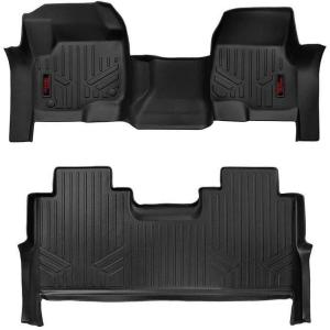 imageRough Country All Weather Floor Mats Set for Ford F250F350 SuperDuty 20172025 CrewCab with Bench Seat  NonSlip Waterproof Flexible Floor Mat Front ampamp Rear Set