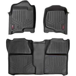 imageRough Country All Weather Floor Mats for Chevy Silverado ampamp GMC Sierra 15002500HD Crew Cab 20072014 with Front Bucket Seats  Waterproof Flexible Front ampamp Rear Set