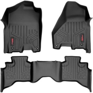 imageRough Country All Weather Floor Mats for Dodge Ram 1500 Quad Cab 20122018  NonSlip Waterproof Flexible Floor Mat Front ampamp Rear Set