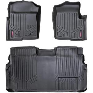 imageRough Country All Weather Floor Mats for Ford F150 Crew Cab 20112014  NonSlip Waterproof Flexible Floor Mat Front ampamp Rear Set