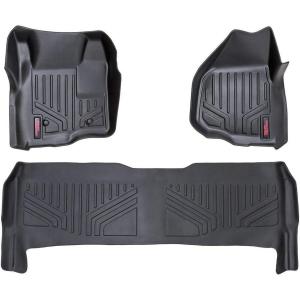 imageRough Country All Weather Floor Mats for Ford F250F350 SuperDuty Crew Cab 20112016 wDepressed Pedal  NonSlip Waterproof Flexible Floor Mat Front ampamp Rear Set