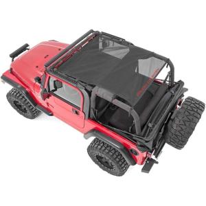 imageRough Country Black Mesh Bikini Top for Jeep Wrangler TJ 19972006 YJ 19921995  UV Resistant Sunshade Easy Install