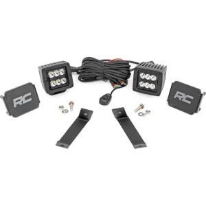 imageRough Country Dual 2quot LED Ditch Light Kit for Jeep Cherokee KL 20142021  2 2in Black Series LED Cube Lights Spot Beam