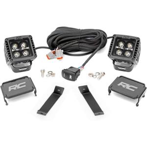 imageRough Country Dual 2quot LED Ditch Light Kit for Jeep Cherokee KL 20142021  2 2in Black Series LED Cube Lights White DRL