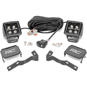 imageRough Country Dual 2quot LED Ditch Light Kit for Toyota Tacoma 20162023  2 2in Black Series LED Cubes with Amber DRL