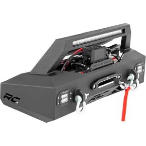 imageRough Country EXO Winch Mount with LED Lights for Ford F150 20092024  Includes 20in LED Bar Dual 2in LED Cubes DRings