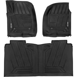 imageRough Country FlexFit Floor Mats for Chevy Silverado ampamp GMC Sierra 15002500HD3500HD 20192026 Crew Cab  Front ampamp Rear Set AllWeather NonSlip TPE Liners wSpill Saver LipFront  Rear