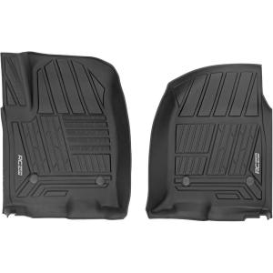 imageRough Country FlexFit Floor Mats for Chevy Silverado ampamp GMC Sierra 15002500HD3500HD 20192026 Crew Cab  Front ampamp Rear Set AllWeather NonSlip TPE Liners wSpill Saver LipFront Only