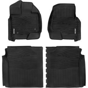 imageRough Country FlexFit Floor Mats for Ford F150 201525F150 Lightning 202225Raptor 201725 Crew Cab  Front ampamp Rear Set AllWeather NonSlip TPE Liners wSpill Saver LipFront  Rear