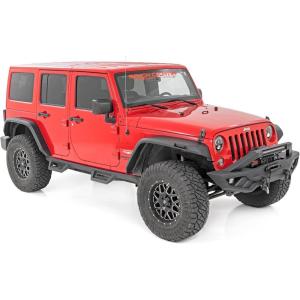 imageRough Country High Clearance LED Flat Fender Flare Kit for Jeep Wrangler JK 20072018  Set of 4 with Dual LED Lights