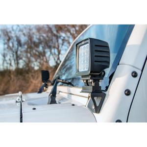 imageRough Country Lower Windshield Light Brackets for 0718 Jeep Wrangler JK  6004 Black