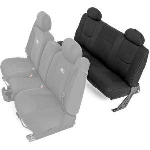 imageRough Country Neoprene Rear Seat Covers for Chevy Silverado ampamp GMC Sierra 1500 19992006  Waterproof ampamp UV Resistant Foam Padded Rear Seat Cover Set
