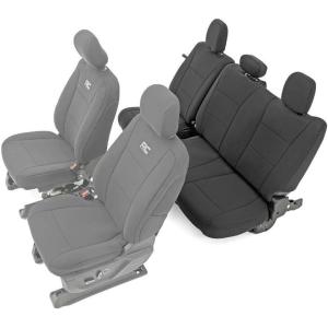 imageRough Country Neoprene Rear Seat Covers for Ford F150 201525F150 Lightning 202224Super Duty 201725 wNo Rear FoldDown Arm Rest  Waterproof ampamp UV Resistant Foam Padded Rear Seat Set