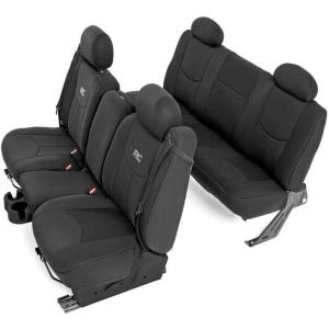 imageRough Country Neoprene Seat Covers for Chevy Silverado ampamp GMC Sierra 1500 19992006 ampamp Classic  Waterproof UVResistant FoamPadded Front ampamp Rear Covers