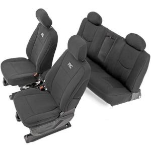 imageRough Country Neoprene Seat Covers for Chevy Silverado ampamp GMC Sierra 1500 20142018  Waterproof ampamp UV Resistant Foam Padded Front ampamp Rear Seat Cover Set
